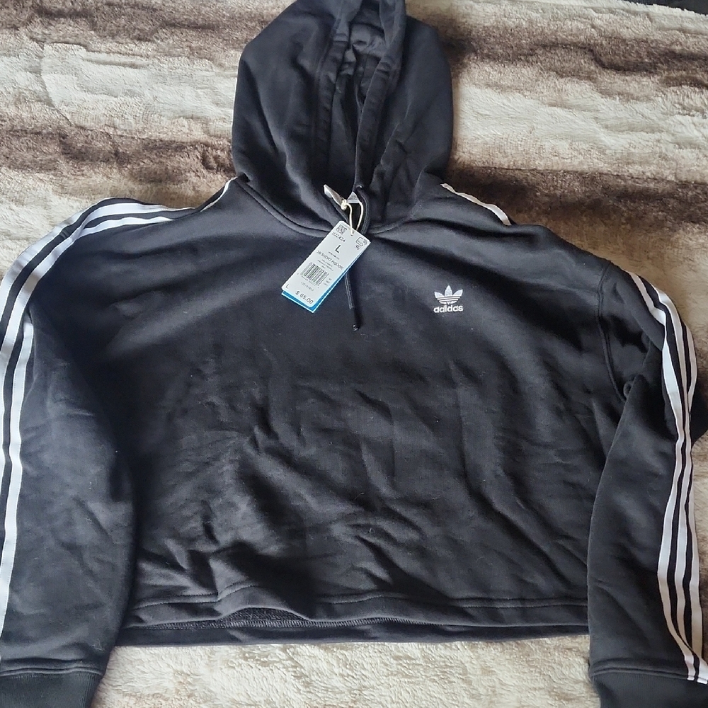 Adidas Black Cropped Hoodie